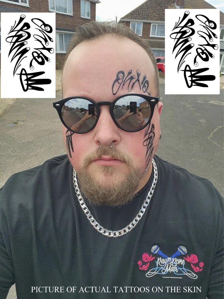 Rag n Bone Man Fancy Dress Face Tattoo Set ( 2 Sets of 3 tattoos ) Printed in UK