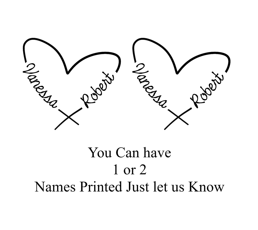 Personalised Heart Twin Name Temporary Tattoo ( Set of 2 ) Printed in UK