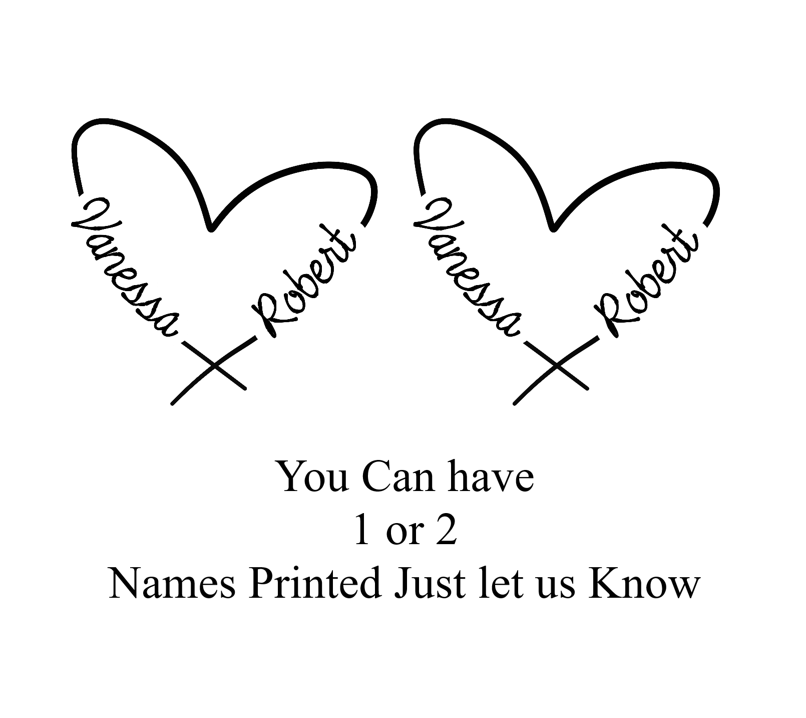 Personalised Heart Twin Name Temporary Tattoo ( Set of 2 ) Printed in UK