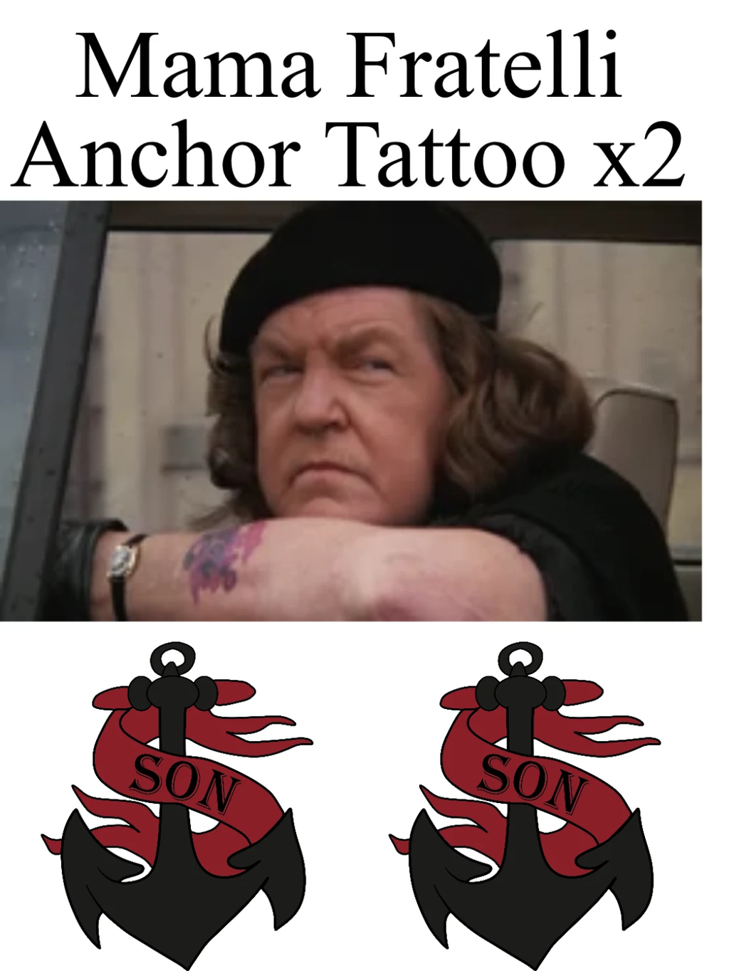 Mama Fratelli  Fancy Dress Anchor Tattoo. ( Set of 2 ) Printed in UK
