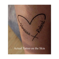 Personalised Heart Twin Name Temporary Tattoo ( Set of 2 ) Printed in UK