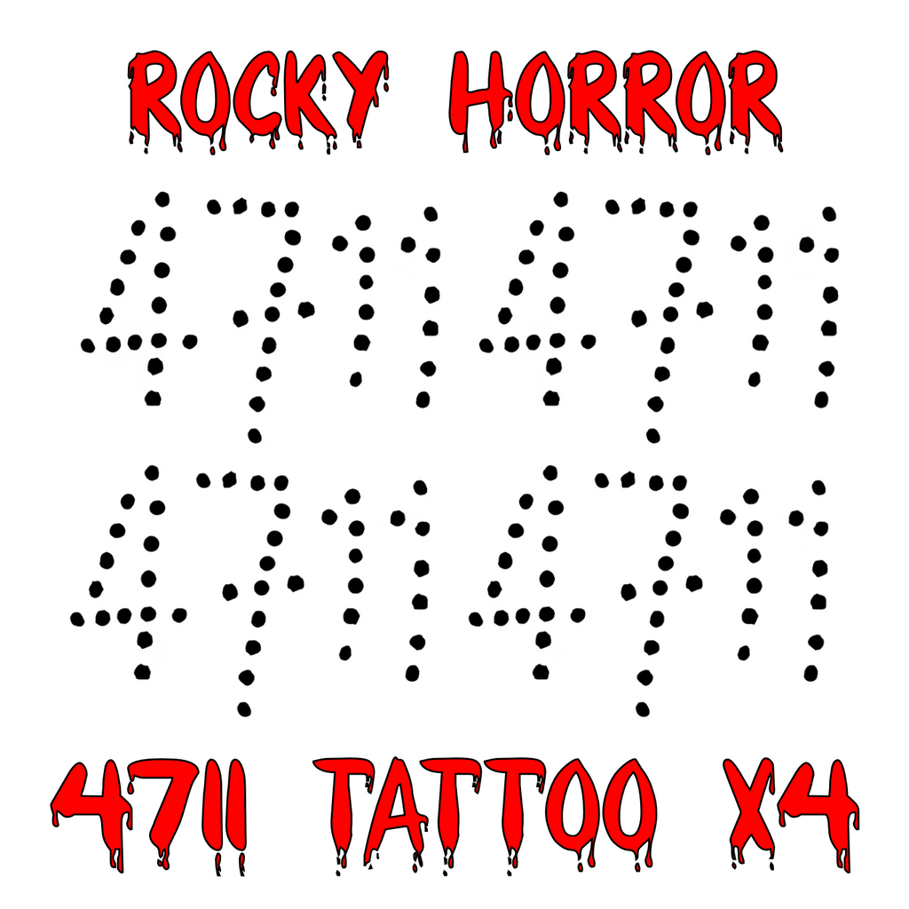Rocky Horror Frank N Furter 4711 Fancy Dress Tattoo. ( Set of 4 ) Printed in UK