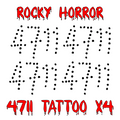 Rocky Horror Frank N Furter 4711 Fancy Dress Tattoo. ( Set of 4 ) Printed in UK