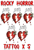 Adult Size Rocky Horror Frank N Furter BOSS Fancy Dress Tattoo ( SET OF 5 ) Printed in UK
