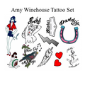 Amy Winehouse Fancy Dress Temporary Tattoo Set ( A4 Sheet ) Printed in UK