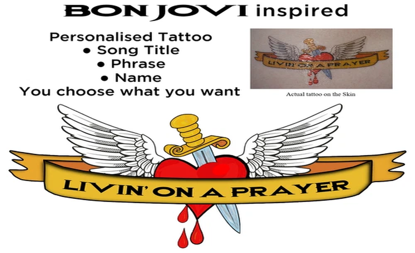 Bon Jovi Inspired Personalised Tattoo Printed in UK