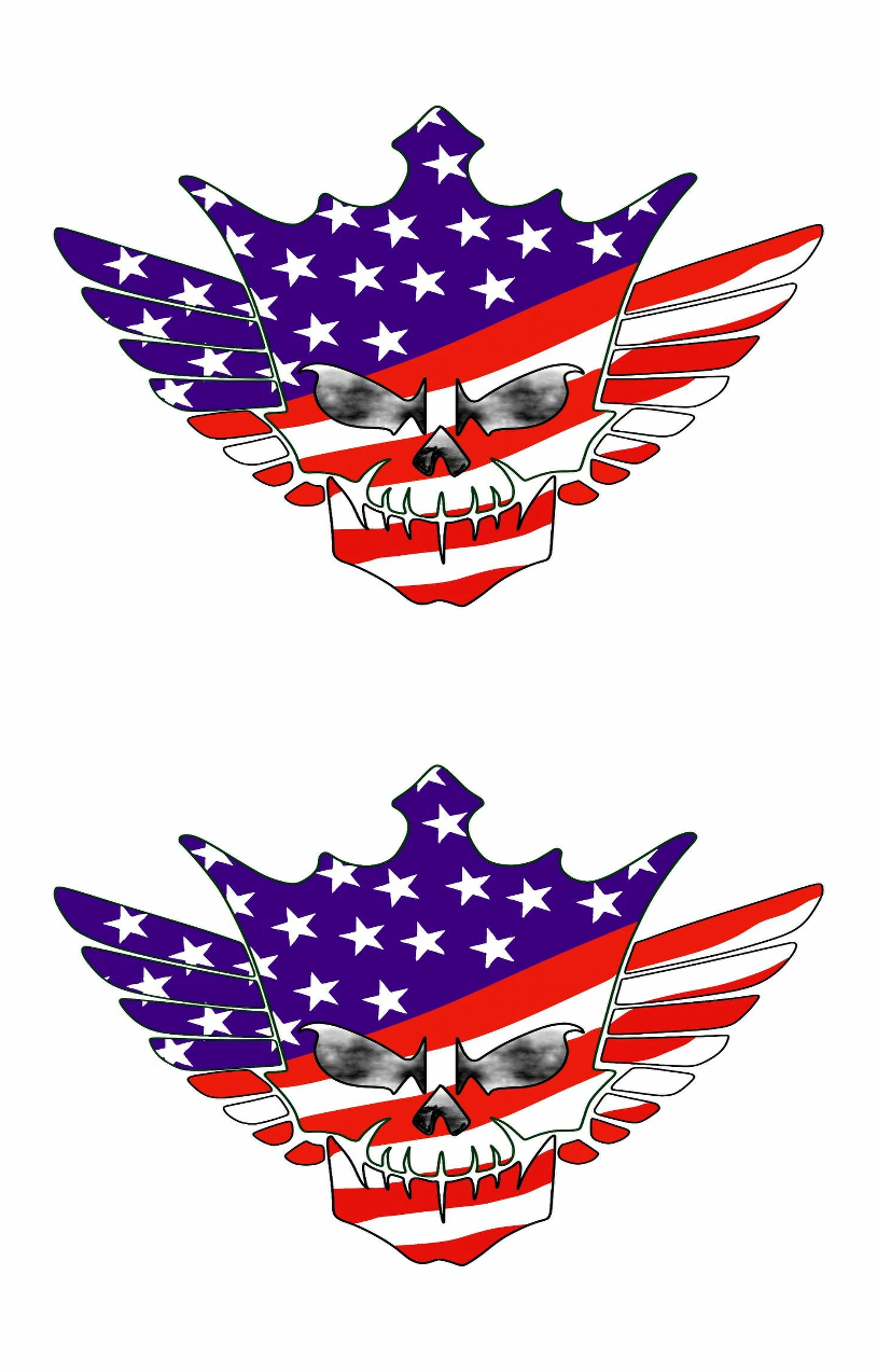 Kids Size USA Flag Skull Tattoo ( Cody Rhodes Inspired ) ( Set of 2 ) Fancy Dress. Printed in UK