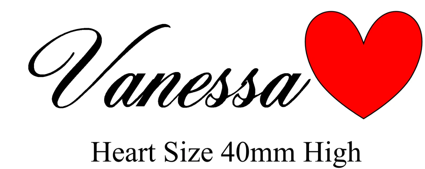 Large Personalised Heart and Name Tattoo. Printed in UK