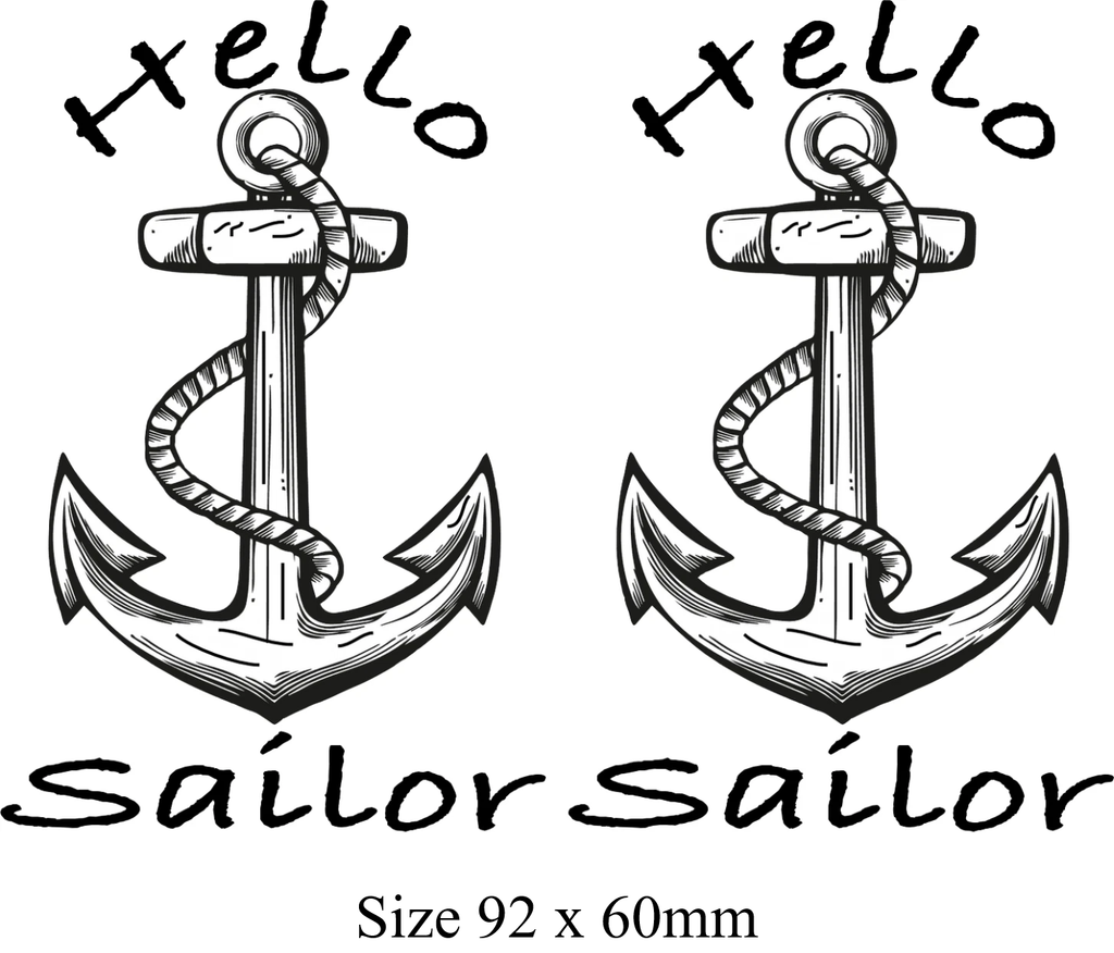 Hello Sailor Temporary Tattoo x 2 ( Just for Fun ) Printed in UK