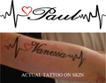 Personalised Large Forearm Heart Pulse Temporary Tattoo. Printed in UK