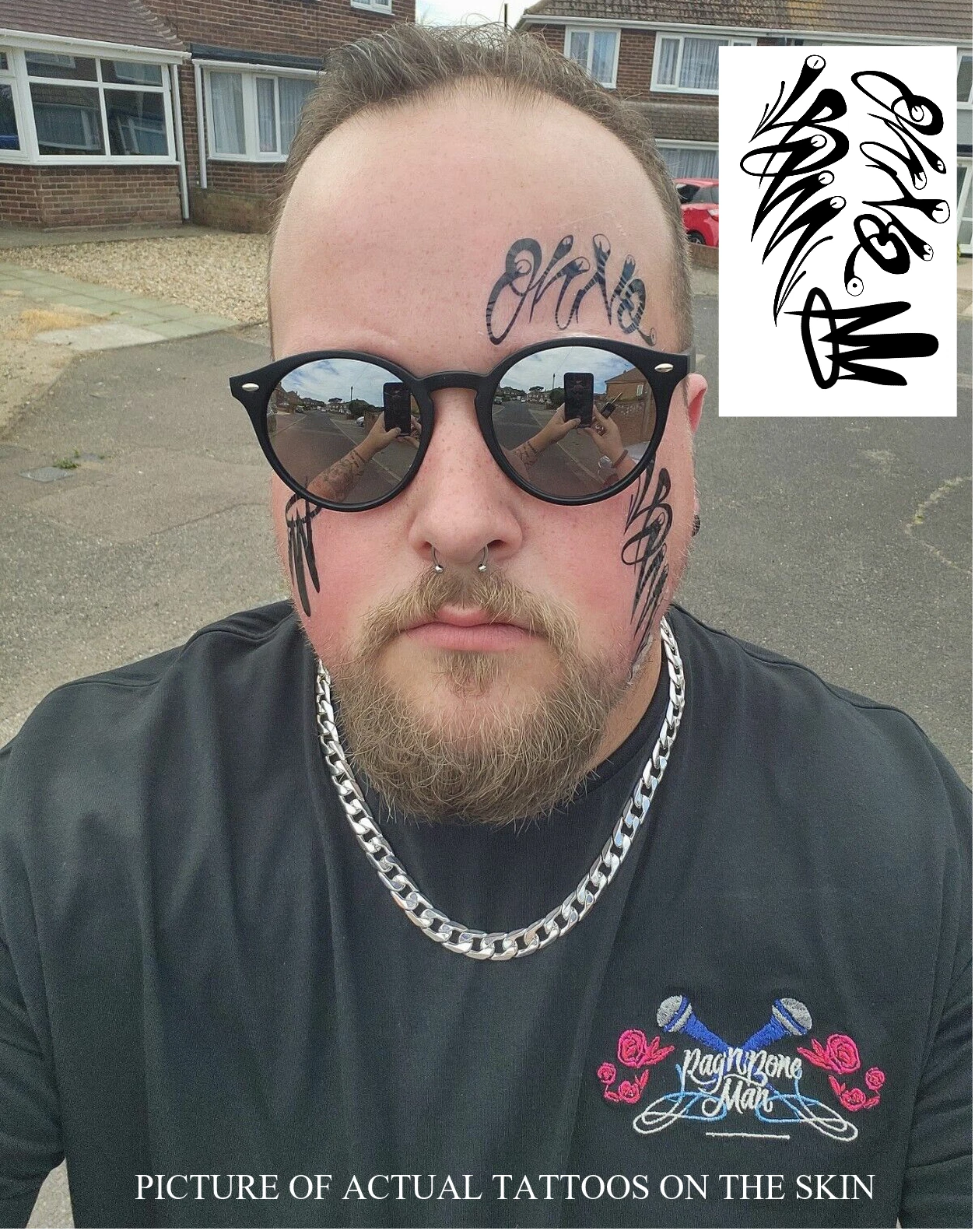 Rag n Bone Man Face Fancy Dress Tattoo Set, Tribute Act.  Printed in UK