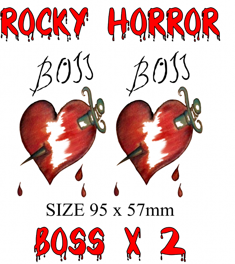2x  Rocky Horror Frank N Furter BOSS Fancy Dress Tattoo. Printed in UK