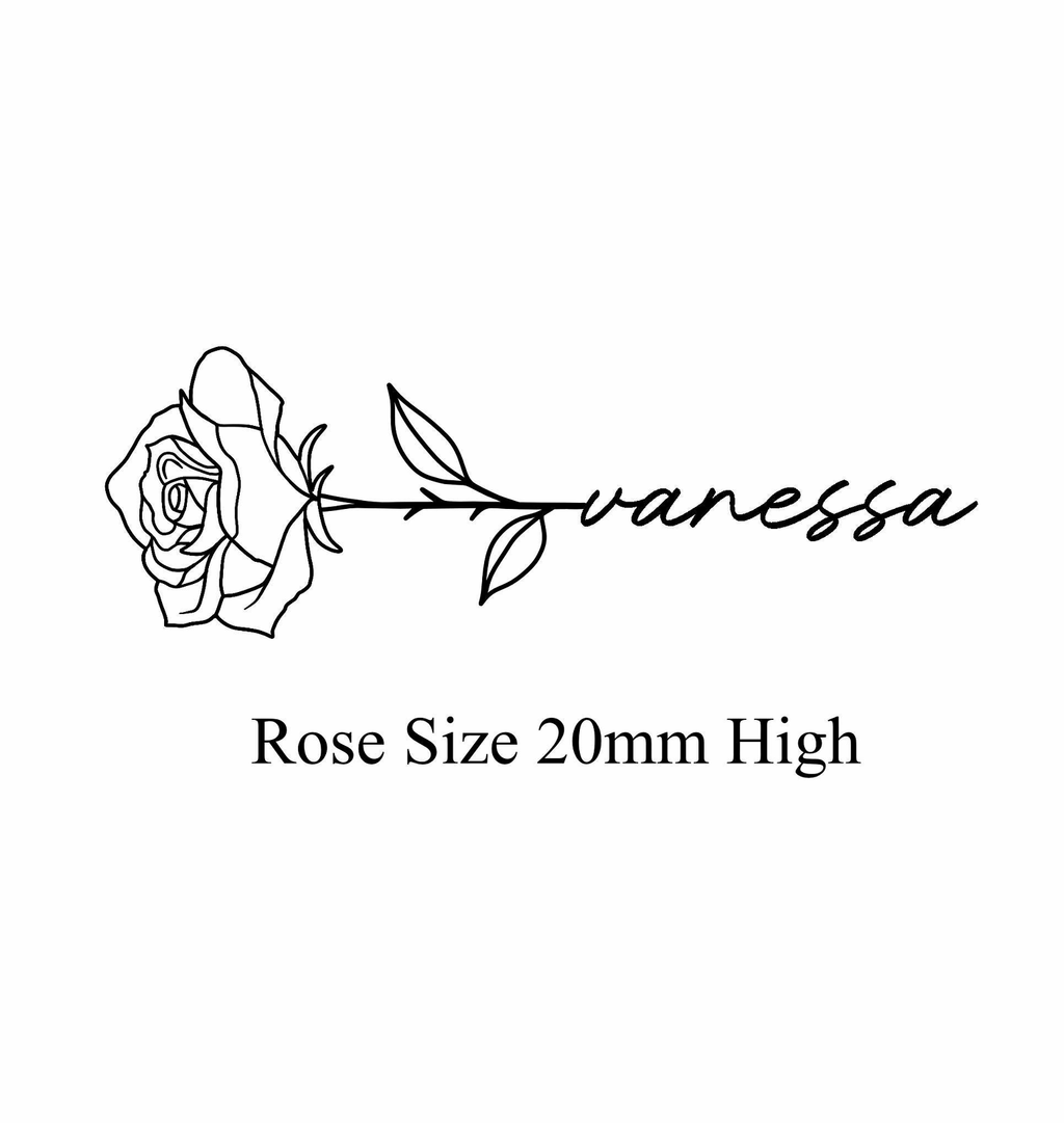 Small Personalised Rose Stem Temporary Tattoo ( Set of 4 ) Printed in UK