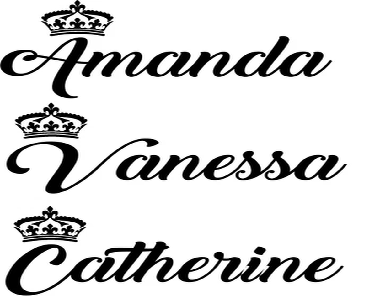 Large Script Font with Crown  Personalised Temporary Tattoo. Printed in UK